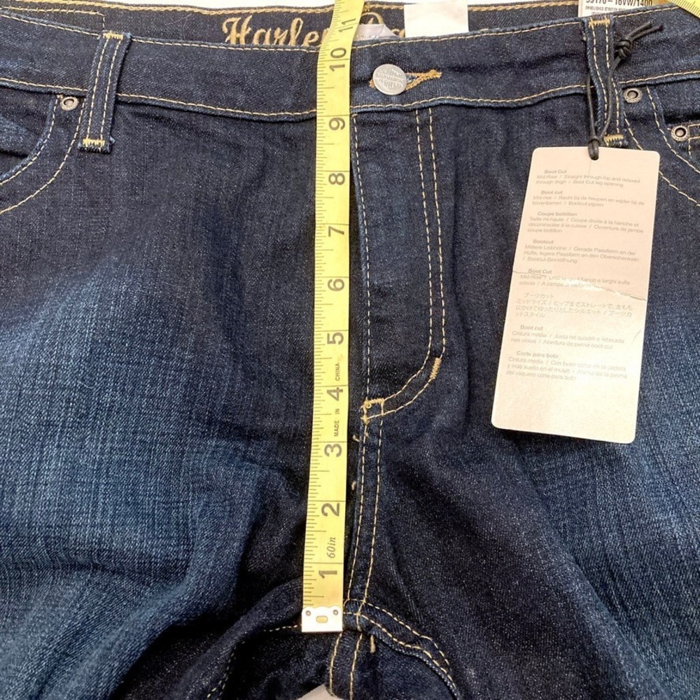 Harley Davidson Jeans Bootcut Mid-Rise Embellished Pocket Womens 14 Dk Wash NEW - Picture 14 of 16
